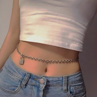 European and American Style Ins Fashion Titanium Steel Lock Pendant Waist Chain Adjustable Hot Girl Body Chain Punk Style Hip-hop Pants Chain Waist Chain