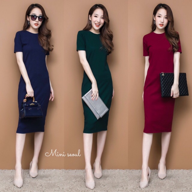 [[ขายถูก&ส่งไวมาก]]🔥❤️💜GI-ANTS🎉La​ dress​ เดรสคอเต่าแขนสั้นตัวยาว ผ้าร่อง(มีส่วนลด) (GIAA1A)