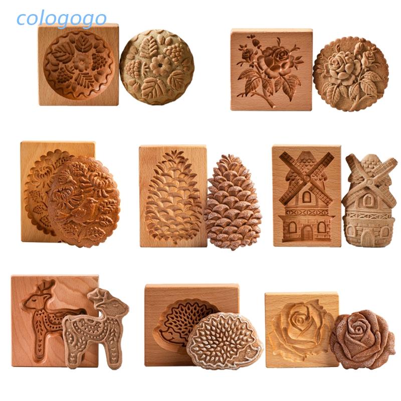 COLO DIY Wood Material Cookie Molds Cookie Cutters Chocolate Moulds for Cookies Stamp