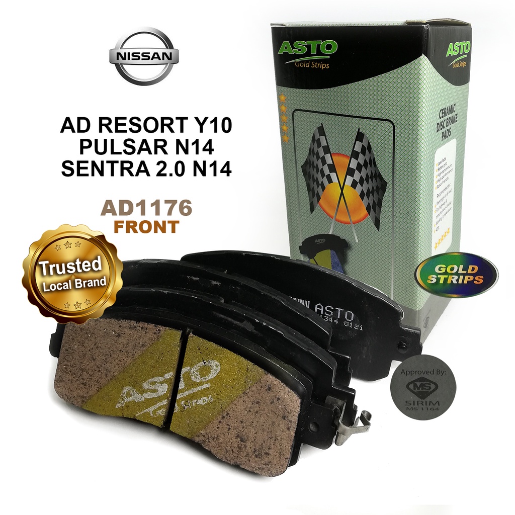 Asto [ADK1176] ผ้าเบรคหน้า - Nissan AD Resort Y10 Pulsar N14 เบรคหน้า Pas