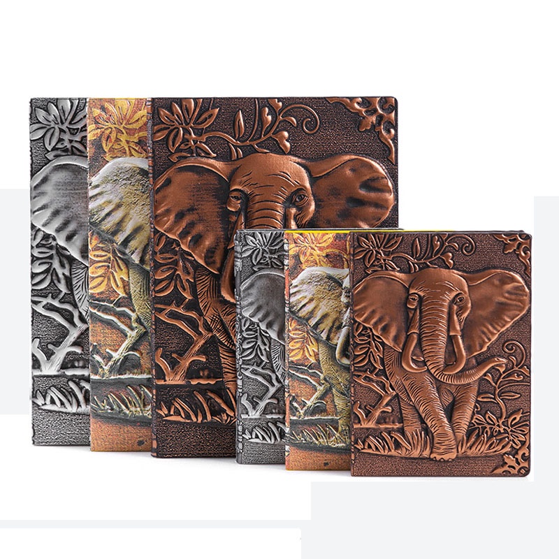 3d ช้างนูนโน้ตบุ๊ค Vintage ไดอารี่วารสาร Handcraft Bible Retro แฟชั่นโน้ตบุ๊ค A5 / A6 Travel Planner
