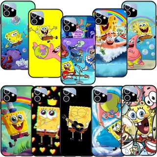 เคสโทรศัพท์มือถือ ซิลิโคนนิ่ม TPU ลายการ์ตูน Sponge Bob SL45 สีดํา สําหรับ iPhone 11 14 Plus 14 Pro Max