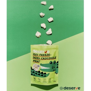 [1 ซอง]DESERVE 100% Freeze-Dried Crocodile Meat ดีเสิร์ฟ เนื้อจระเข้🐊 ฟรีซดรายแท้ 100% สำหรับสุนัขและแมว ขนาด 40 กรัม