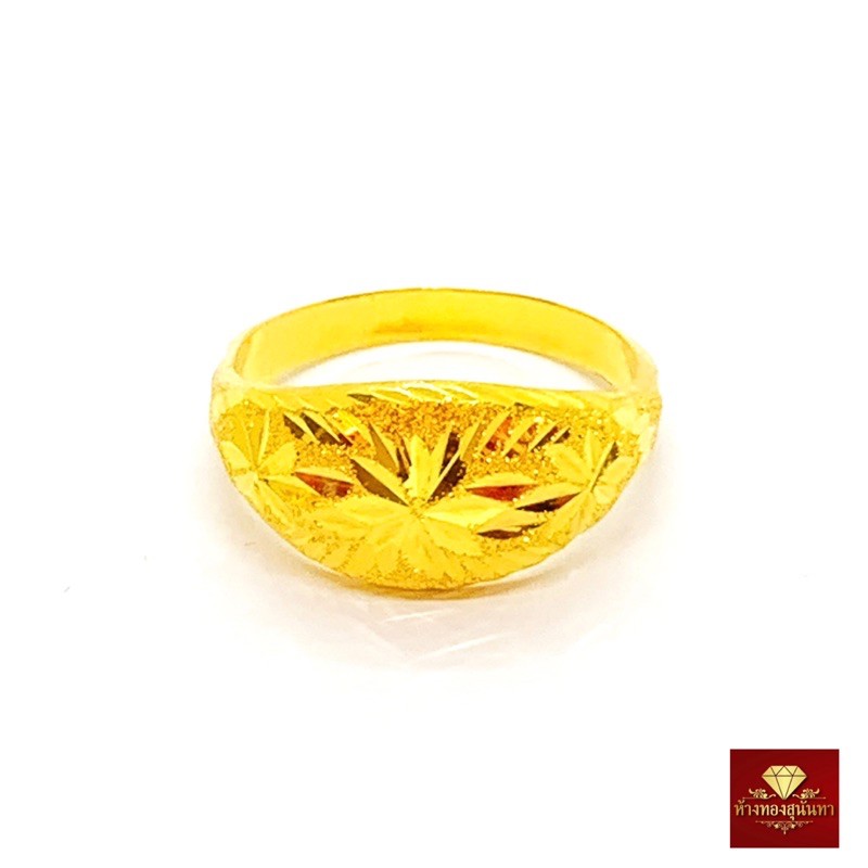 แหวนทองคำแท้ ครึ่งสลึง(1.9 กรัม)  ลายเต๋าไป๋หัวโปร่งจิกเพชร(คละลาย) ทองแท้ 96.5% มีใบรับประกัน