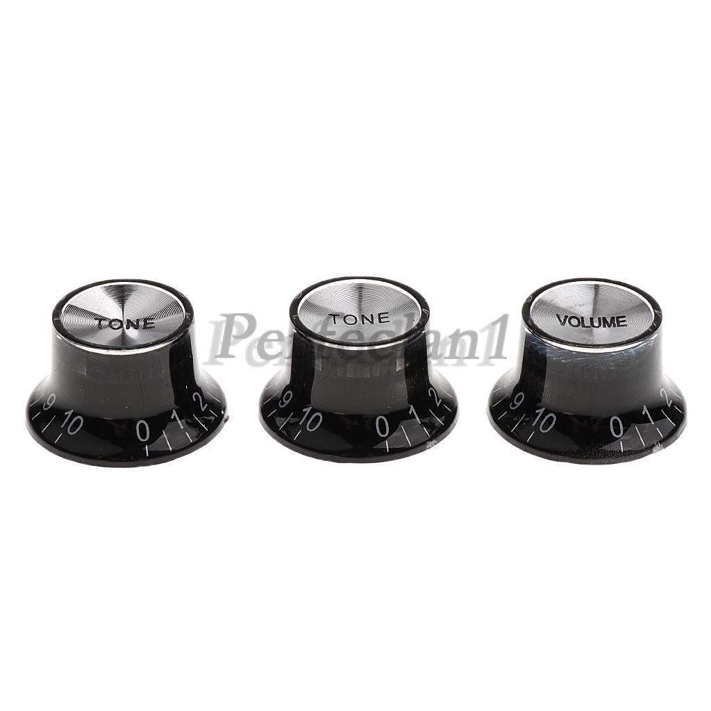 3x Black Effector Potentiometer Knob Amplifier Volume Control Cap 6mm Shaft