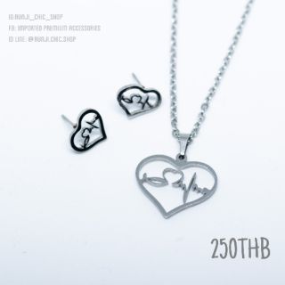 Collection สร้อยคอ+ต่างหู ลาย Heartbeats สวย เก๋ Style Minimal