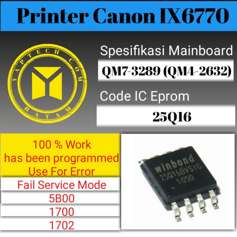 Canon IX6770 Eprom IC Bios IX6770 IC Eprom IX6770