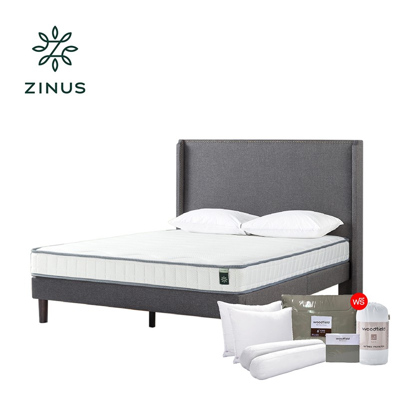 Zinus ที่นอน รุ่น Harvey Bonnel Spring + ฐานเตียง รุ่น Marcus พร้อมของแถม ส่งฟรี