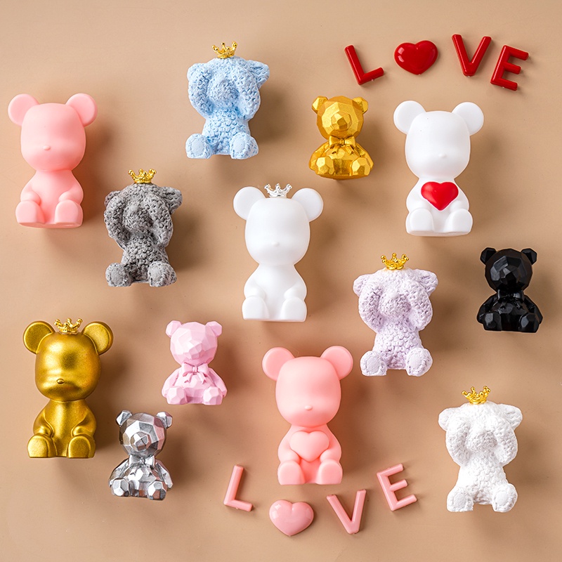 ตุ๊กตาฟิกเกอร์ ธีมหมี Violent 3D น่ารัก สําหรับตกแต่งเค้กวันเกิด