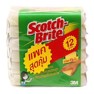 ✨ขายดี✨ สก๊อตช์-ไบรต์ ฟองน้ำหุ้มตาข่าย แพ็ค 6 ชิ้น Scotch Brite Sponge Net x 6 pcs