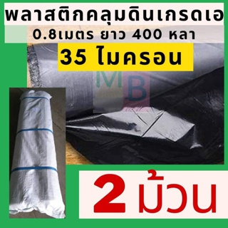 พลาสติกคลุมดิน 35ไมครอน 2ม้วน คลุมดิน พลาสติกคลุมแปลงผัก พลาสติกดำ/เงิน พลาสติกกันวัชพืช กันวัชพืช ปลูกผัก