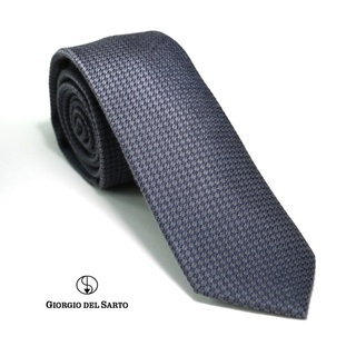 Giorgio Del Sarto Silk-Cotton Necktie Size Slim Grey with Fabric Texture เนคไทสีเทาลายพื้นมีเท็กเจอร์