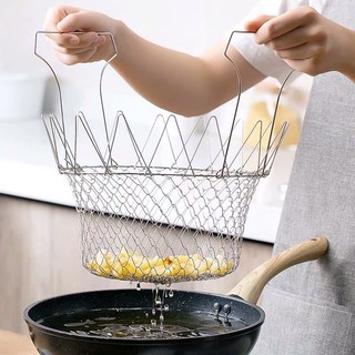 Fin 1 ตะแกรงทอด ตะแกรงอเนกประสงค์ ล้างผัก ต้ม ทอด นึ่ง ลวกได้ Magic Kitchen 12 in 1 Tool No. 2856