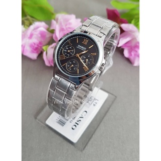 นาฬิกา Casio สำหรับผู้หญิงรุ่น LTP-V300D-1A2 สายแสตนเลส หน้าปัดดำ - มั่นใจ ของแท้ 100% รับประกันศูนย์ CMG 1 ปี