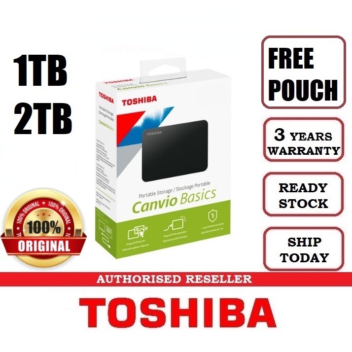 Ori Toshiba External Hard Disk Canvio Basics Portable HDD USB 3.0 (500GB/1TB/2TB )