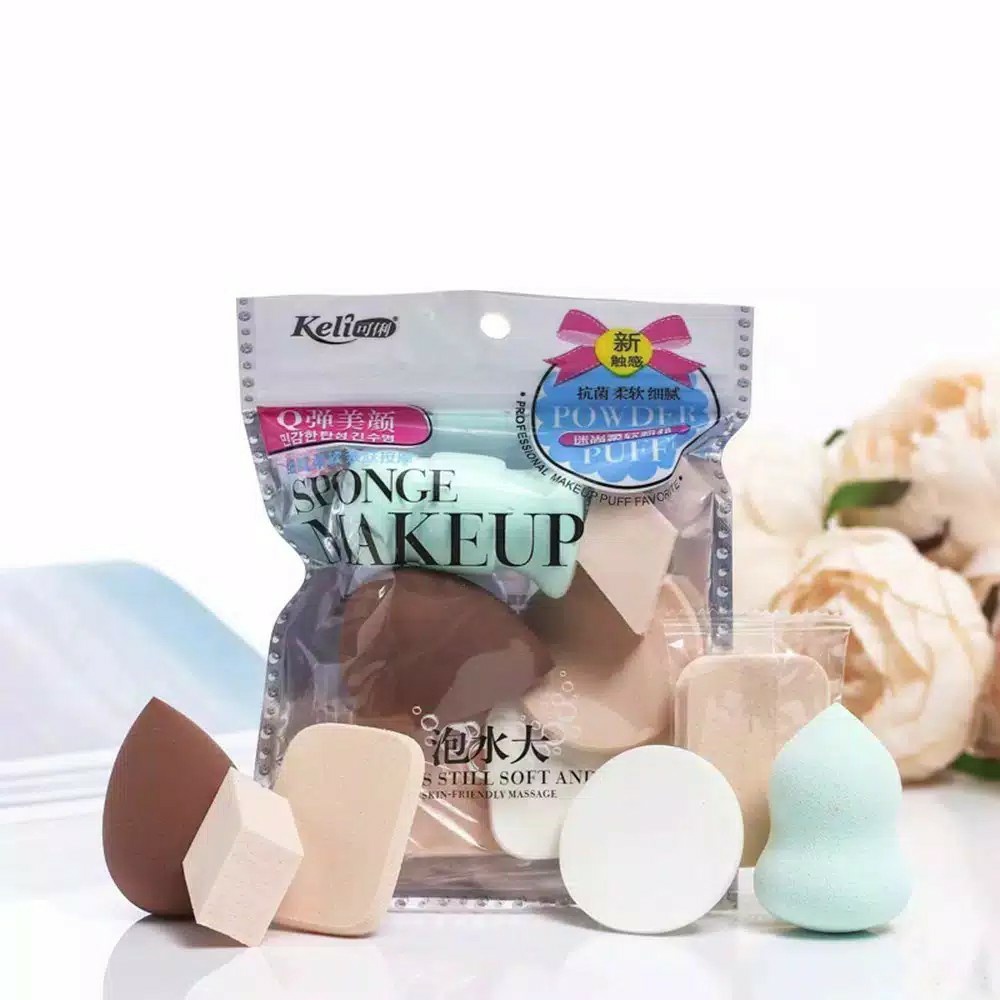 ฟองน้ํารองพื้น 1 ชุด มี 6 ชิ้น ฟองน้ําแต่งหน้า Beauty Blander