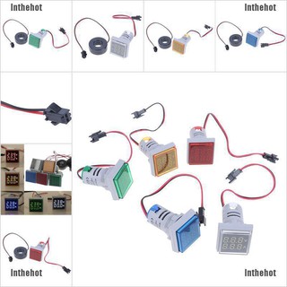 Inthehot โวลต์มิเตอร์ แอมมิเตอร์ ดิจิทัล LED จอแสดงผลคู่ โวลต์มิเตอร์ แอมมิเตอร์ AC 60-500V