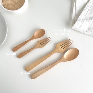 พร็อพถ่ายรูป เซ็ตช้อนส้อมไม้ ช้อนส้อมคาเฟ่ (wooden cutlery : noodle.storage)