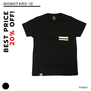 เสื้อยืด MOMO - สีดำ มีกระเป๋า [MM12]