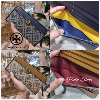 TOR007 กระเป๋าสตางค์ใบยาวแบบพับ TORY BURCH T MONOGRAM JACQUARD SLIM WALLET