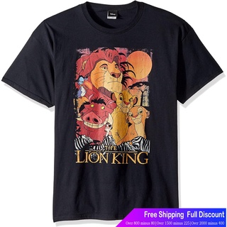 เสื้อยืดผ้าฝ้ายพิมพ์ลายดิสนีย์เสือยืดผู้ชาย เสื้อบอดี้โ Disney Mens Lion King Group Poster Graphic T-Shirt Disney Team