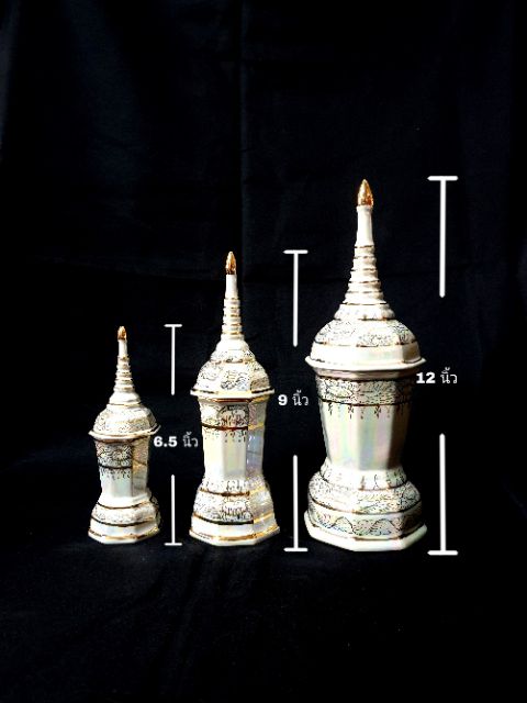 โกศลายไทย มุกทอง ทรงเหลี่ยม ทรงกลม โกศ ใส่อัฐิ  เซรามิค  กระเบื้อง  พร้อมส่ง
