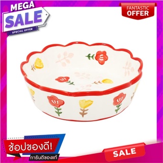 ชามขอบหยัก PORCELAIN KECH 7 นิ้ว RED DAISY อุปกรณ์ใส่อาหาร PORCELAIN SCALLOPED EDGE BOWL KECH 7IN RED DAISY