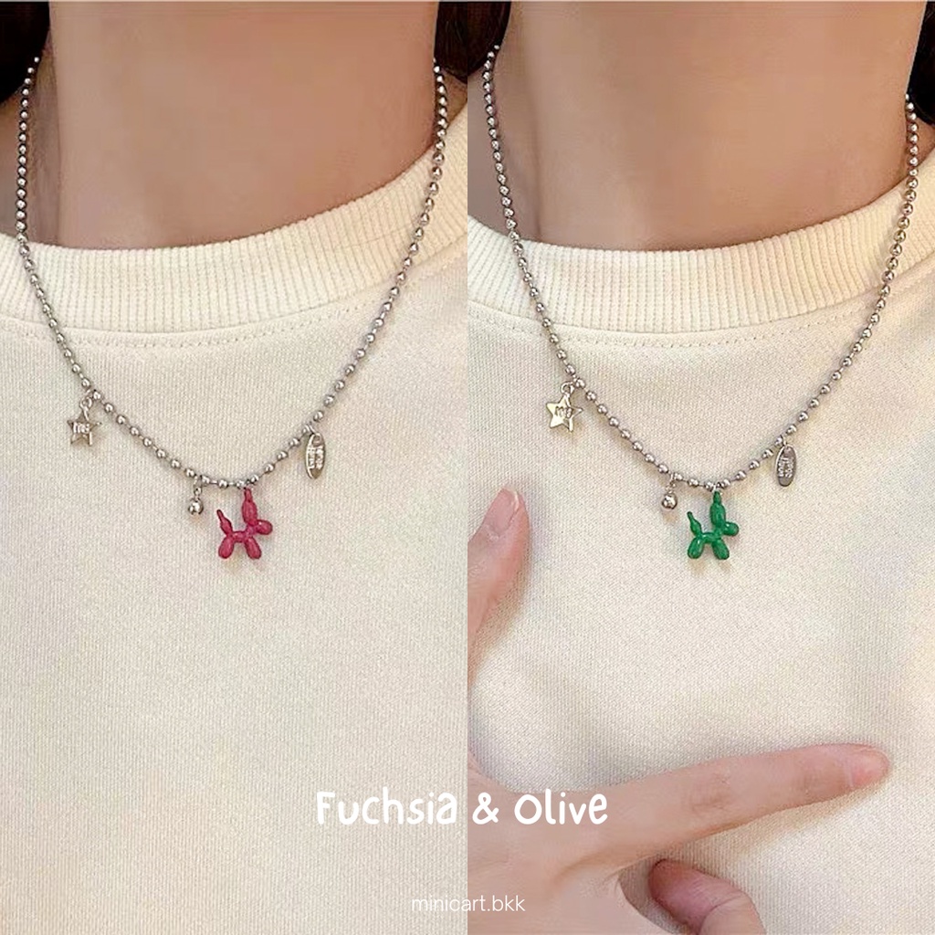 สร้อยคอ Fuchsia & Olive - minicart.bkk