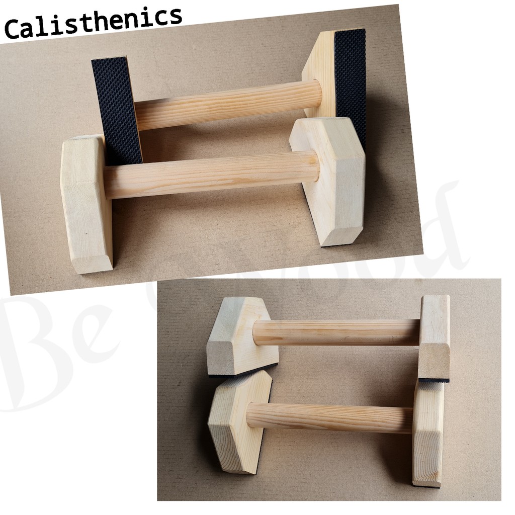 บาร์ไม้ แท่นวิดพื้น ที่วิดพื้น บาร์คู่ 1 คู่ Push up stand bar  Parallette Calisthenics Handstand เคลือบแลคเกอร์ทุกอัน