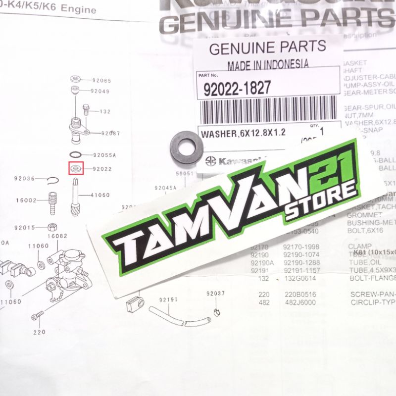 WASHER GEAR AS RPM NINJA RR R SS 92022-1827 (7.1E)