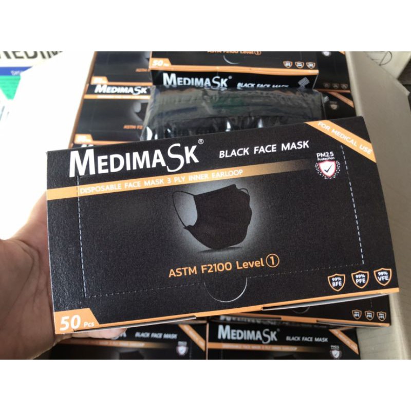 Medimask Black กล่องใหม่ สำหรับทางการแพทย์
