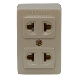 ปลั๊กเสียบ 2 ขากลม NACHANAL สีขาว PLUG ADAPTER 2 OUTLETS NAC