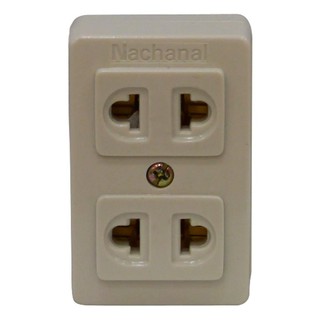 ปลั๊กเสียบ 2 ขากลม NACHANAL สีขาว PLUG ADAPTER 2 OUTLETS NAC