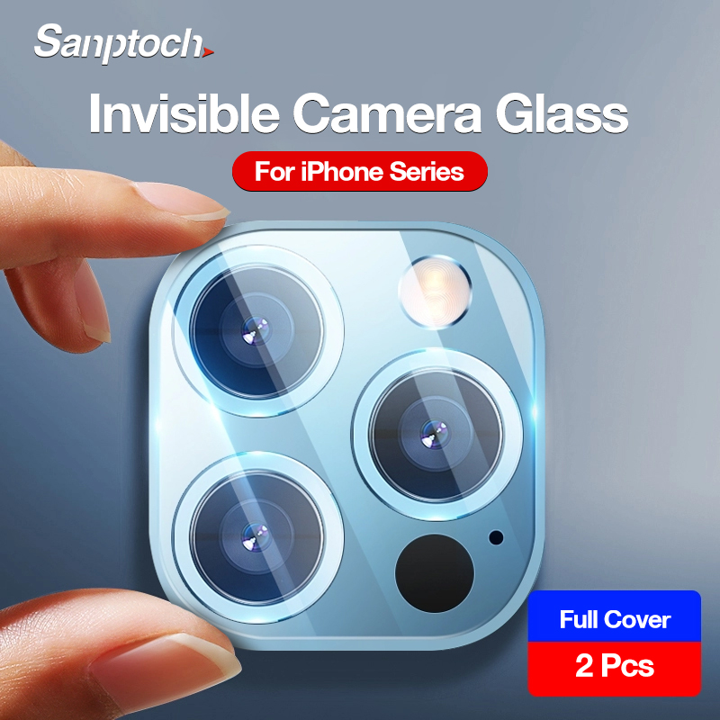 Sanptoch โลหะคลุมทั้งหมดตัวป้องกันเลนส์กล้องสําหรับ iPhone 16 / 15 / 14 / 13 / 12 / 11 Pro Max Plus HD เพชรฟิล์มกระจกนิรภัย