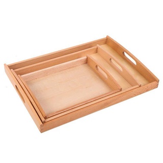 ถาดไม้ ถาดเสิร์ฟ SERVING TRAY กะบะไม้ ถาดผืนผ้า ถาดใส่ของ