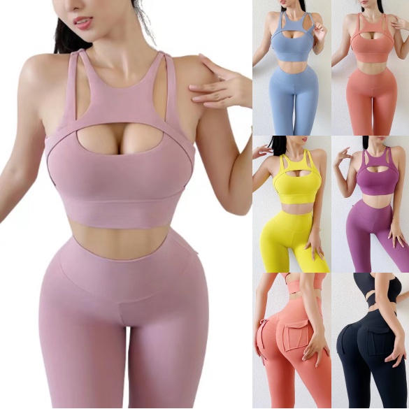 ใหม่ พร้อมส่ง ชุดโยคะ ชุดฟิตเนส LULU(Set YOGA 033+633)ชุดออกกำลังกาย กางเกงขายาว+สปอร์ตบรา ผ้านิ่มลื่น ใส่สบายไม่อึดอัด