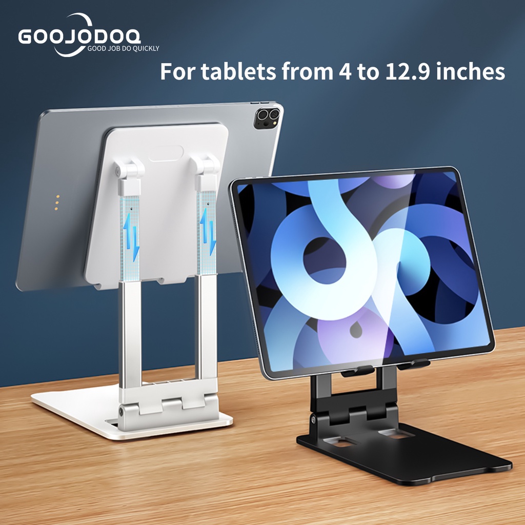 Goojodoq ตัวยึดแท็บเล็ต แบบพับได้ ตั้งโต๊ะ ขี้เกียจ ถ่ายทอดสด คอมพิวเตอร์ กล้องส่องทางไกล ขายึดโทรศัพท์มือถือ โลหะ ปรับมุมได้