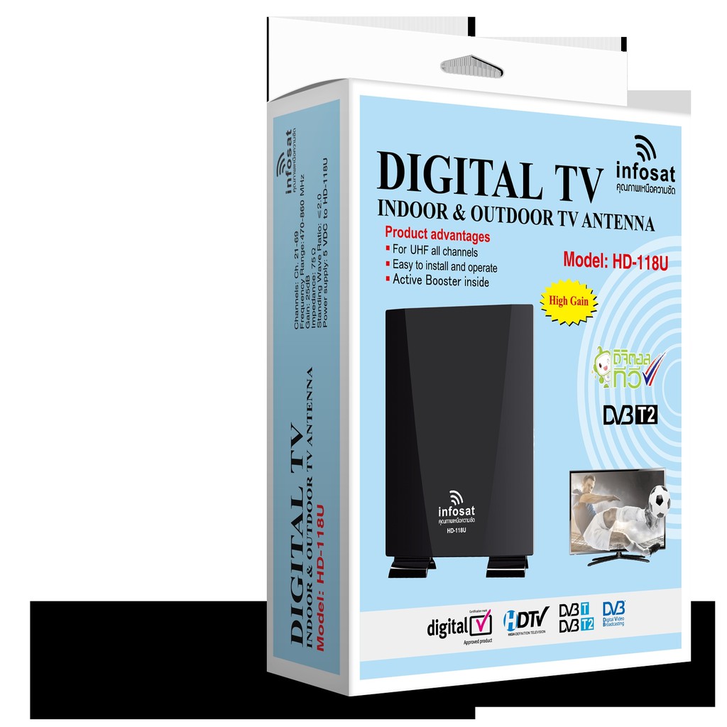 เสาอากาศทีวีดิติอล HD-118U รับได้แรงจริง Infosats outdoor-indoor - รูปที่ 2
