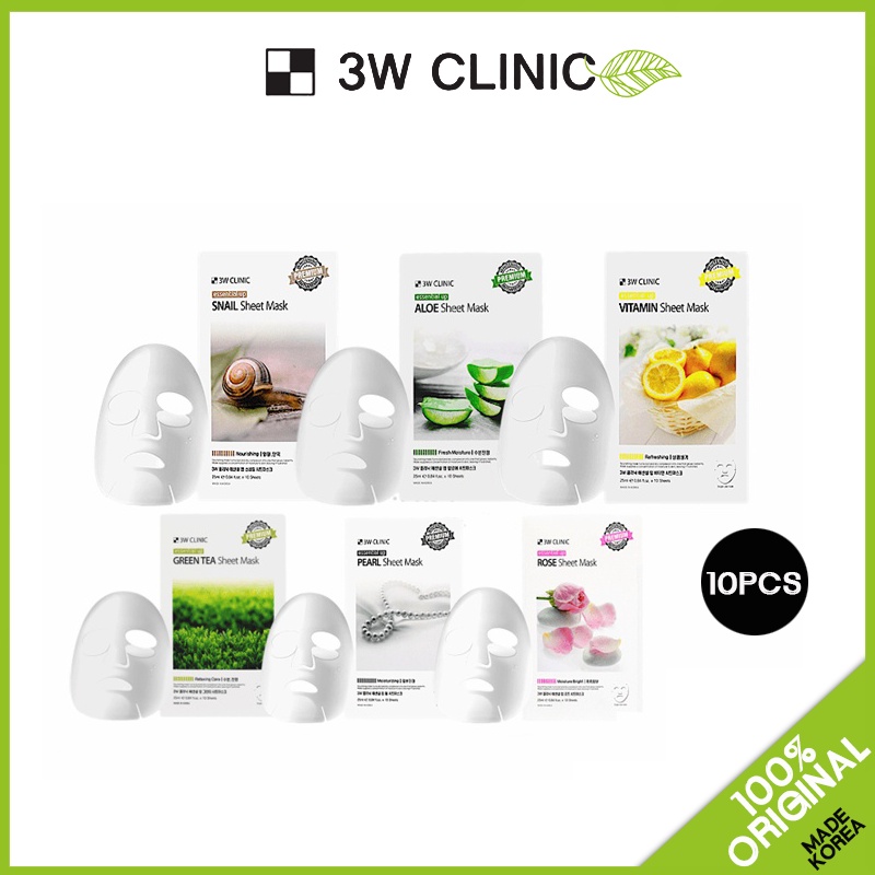 3w CLINIC 10 PCS 25ml Facemask Korea Face Mask Beauty Skincare Facial Mask Moisturizer