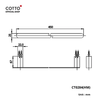 COTTO ราวแขวนผ้ายาว 45-60 ซม.แบบเจาะยึดผนัง รุ่น ARCH CT0284(HM) CT0285(HM)