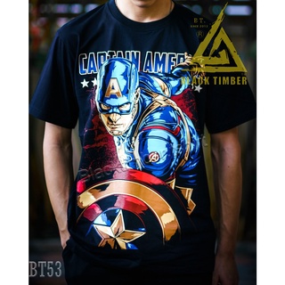 BT 53 Captain America Steve Rogers เสื้อยืด สีดำ BT Black Timber T-Shirt ผ้าคอตตอน สกรีนลายแน่น S M L XL XXL