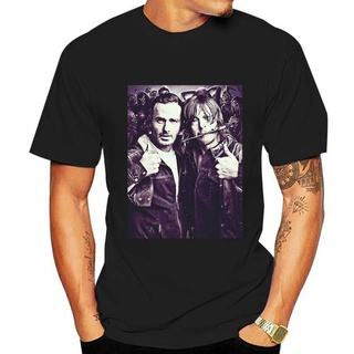 เสื้อยืดวินเทจใหม่ เสื้อยืดลําลอง แขนสั้น คอกลม พิมพ์ลายภาพยนตร์ Andrew Lincoln Norman Reedus Portrait สไตล์วินเทจ สําหร