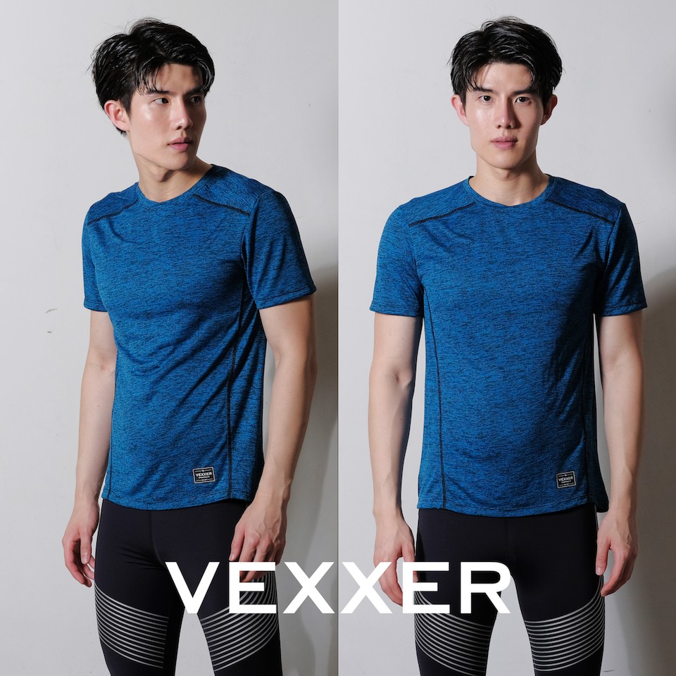 Vexxer Topdye Running Shirt X01 – สีฟ้า เสื้อกีฬา แขนสั้น เสื้อวิ่งออกกำลังกาย