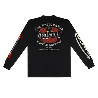 Hitam Vondutch เสื้อเชิ้ตแขนยาว ลายดอกกุหลาบ สีดํา ของแท้ 100%