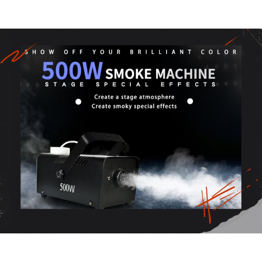 smoke fog machine 500w เครื่องทำควัน รุ่นมี LED ควบคุมด้วยรีโมทและแบบปุ่มกด Fog Machine Mini Remote