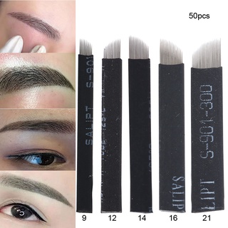 Master Sculptor Microblading เข็มสําหรับสักคิ้วปาก 9/12/14/16/21 Pins 50 ชิ้น