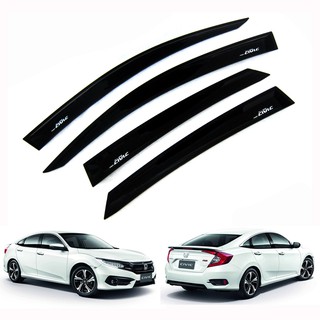 (4ชิ้น) กันสาดประตู รถยนต์ ฮอนด้า ซีวิค รุ่น 4 ประตู ปี 2016-2020 สีดำ Honda Civic Sedan WIndshield คิ้วกันสาด คิ้วกันฝน