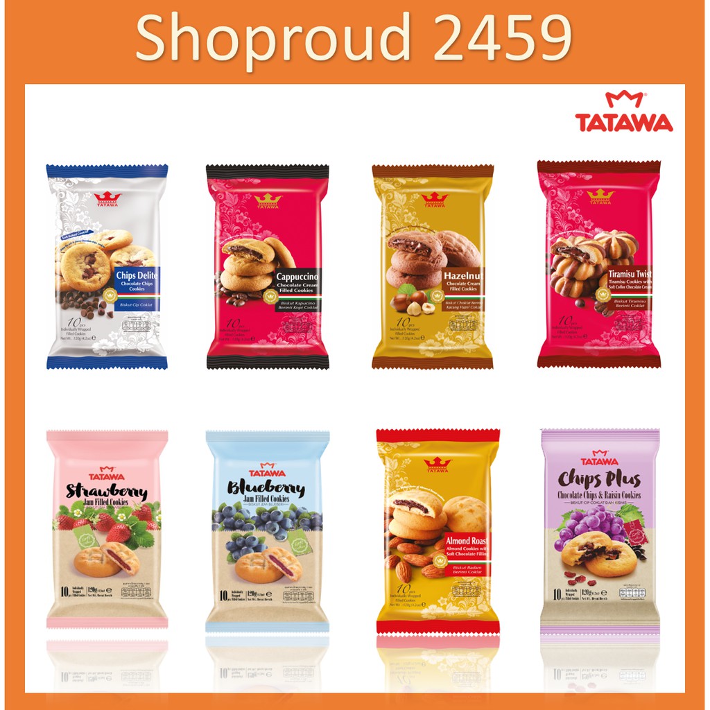 ขนม คุกกี้ ขนมคุกกี้ Tatawa มีทั้งหมด 8 รส ตรา Tatawa (ทาทาวา) ขนาด 120 กรัม