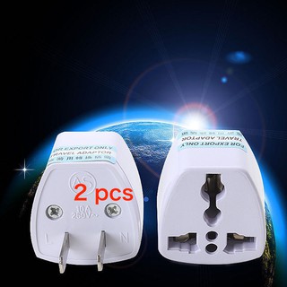 Universal Prong Plug to 2 Flat Prong US Standard Plug Travel Power Adapter,White 2 pcs