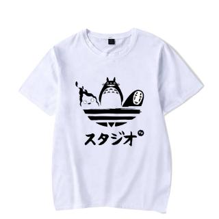 ผ้าฝ้าย 100%AdidasWomen Cartoon Totoro Printed Alphabet Tops Bottoming Shirt Ins Men Short Sleeve T-shirt 2021 cotton 10